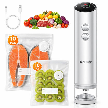Compact Handheld Vacuum Sealer for Food with 20 Reusable Vacuum Bags