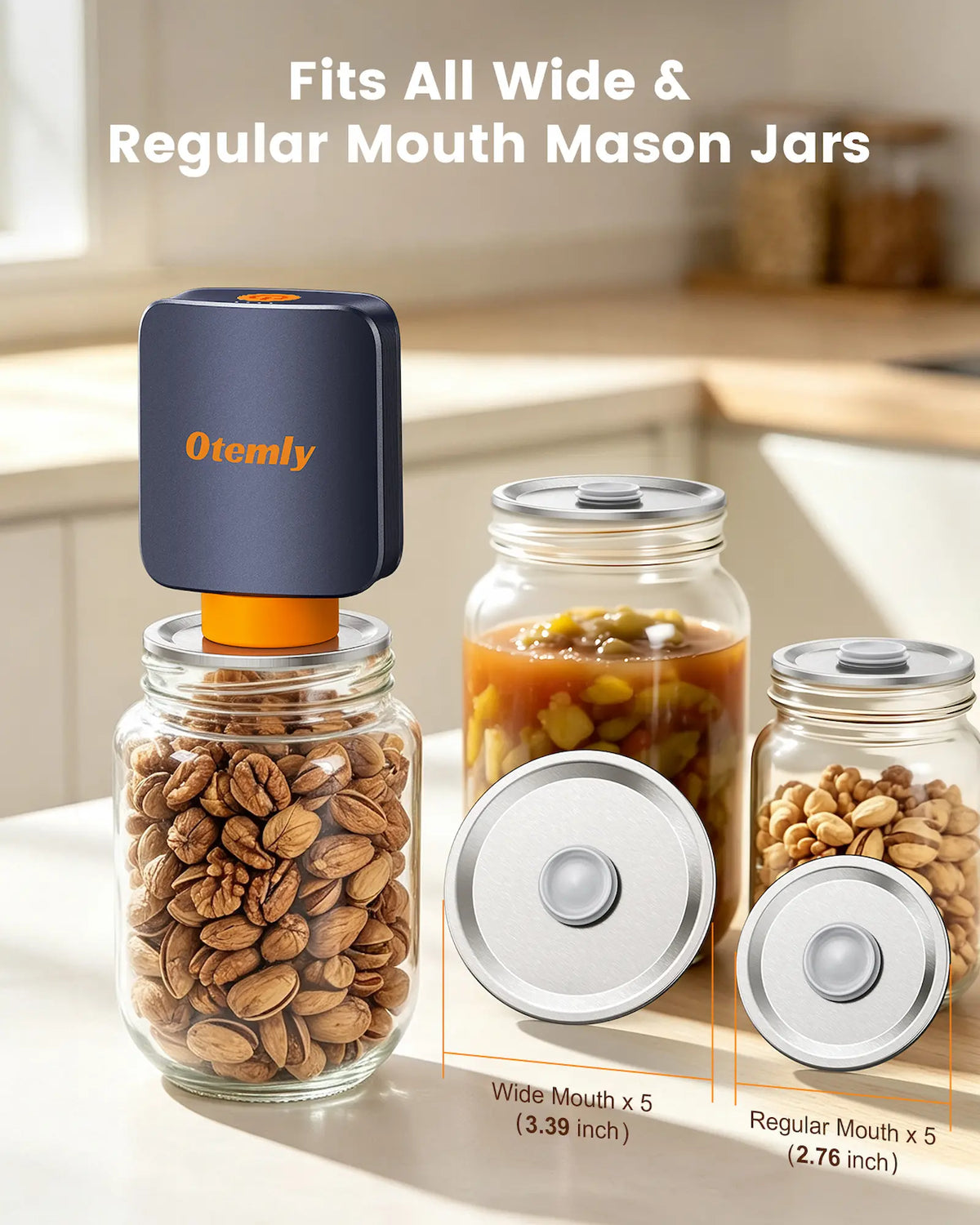 Electric Mason Jar Vacuum Sealer Kit with 10 Reusable Mason Jar Lids
