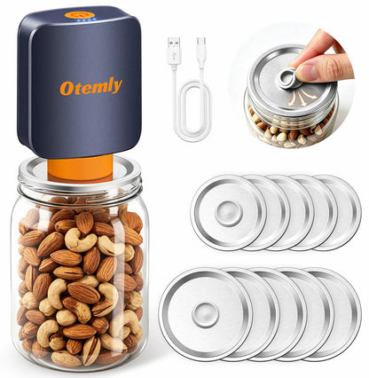 Electric Mason Jar Vacuum Sealer Kit with 10 Reusable Mason Jar Lids