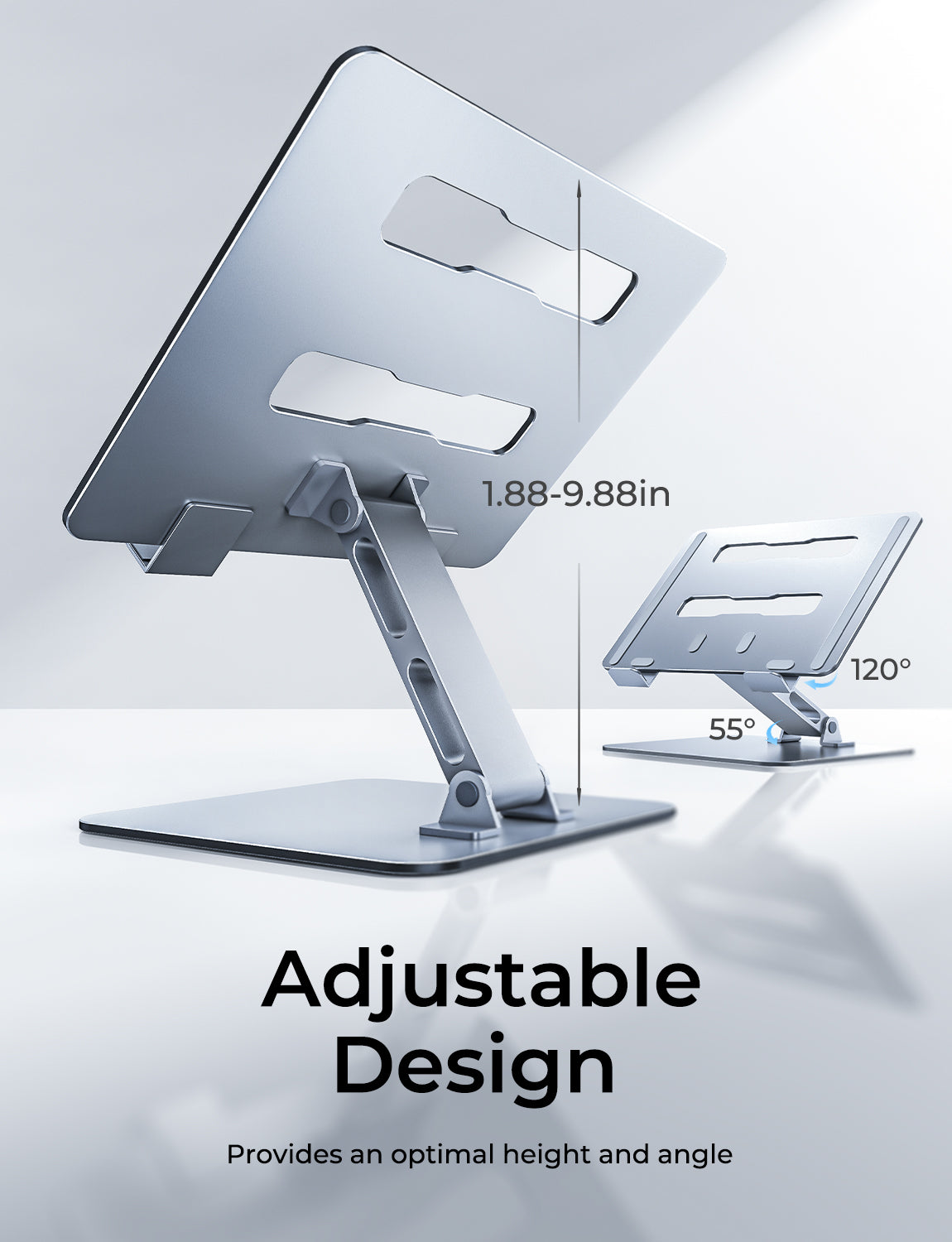 Adjustable Ergonomic Laptop Stand for Desk, Foldable Computer Stand, Stable Aluminum Lectern Notebook Riser & Portable Laptop Holder Mount Compatible with 10-16" MacBook Pro/Air, Dell, HP