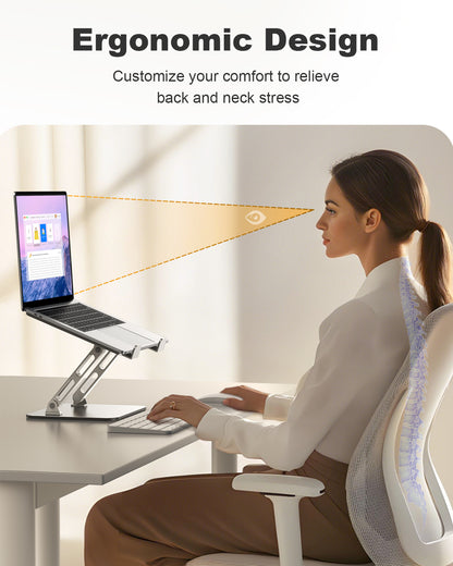 Ergonomic Laptop Stand, Dual-Bar Support & Height Adjustable Laptop Riser Holder for Desk, Ventilated & Portable Computer Notebook Stand Mount, Compatible with MacBook Air Pro/Dell/HP (10"-16")