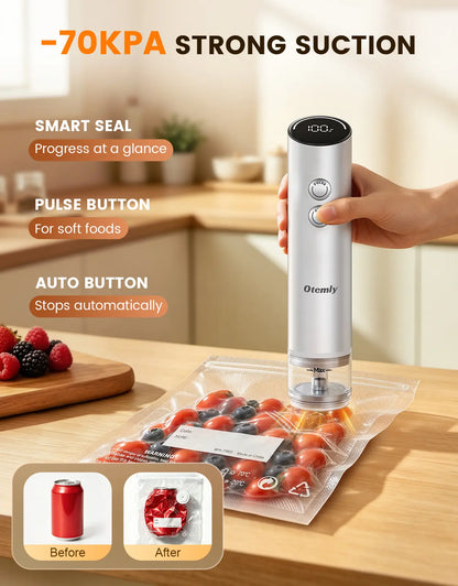 Compact Handheld Vacuum Sealer for Food with 20 Reusable Vacuum Bags
