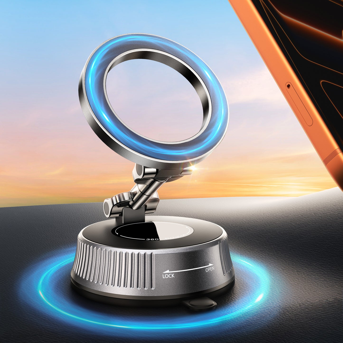 Magnetic Car Phone Holder with Suction Cup, [90LBS Vacuum Suction & 2800GF Strong Magnetic] Phone Holders for Your Car, 360° Adjustable Car Phone Mount for MagSafe, iPhone 17 16 15, Android