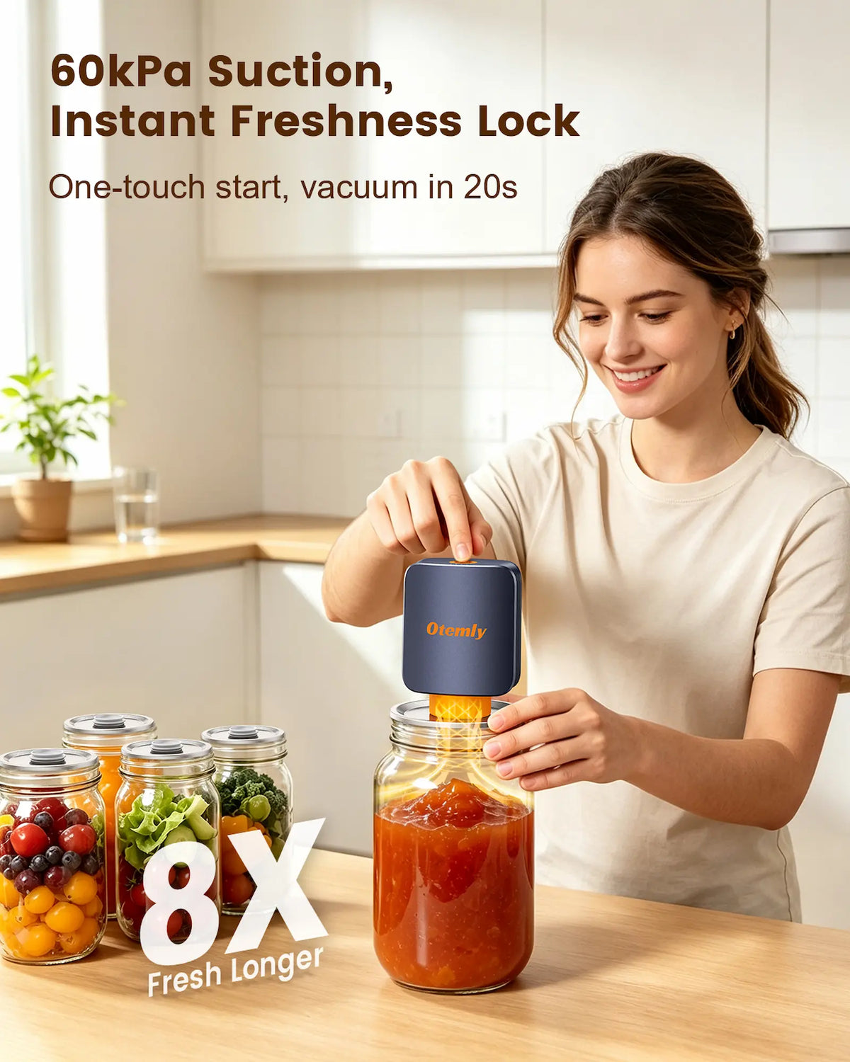Electric Mason Jar Vacuum Sealer Kit with 10 Reusable Mason Jar Lids