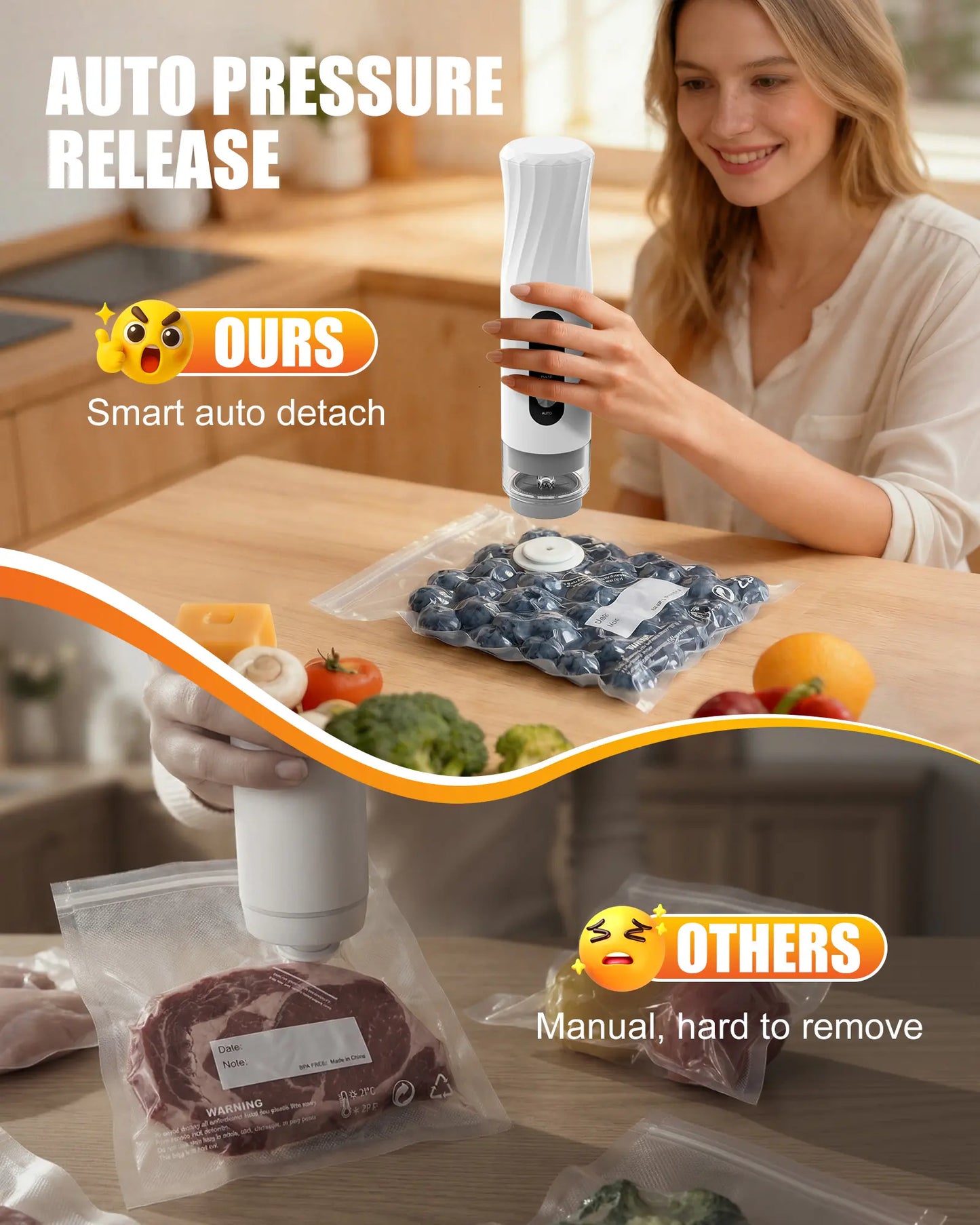 Compact Vacuum Sealer for Food with Visible Water Tank, 60kPa Powerful Vacuum Sealer Machine,