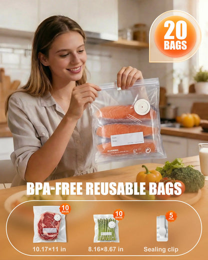 Compact Vacuum Sealer for Food with Visible Water Tank, 60kPa Powerful Vacuum Sealer Machine,