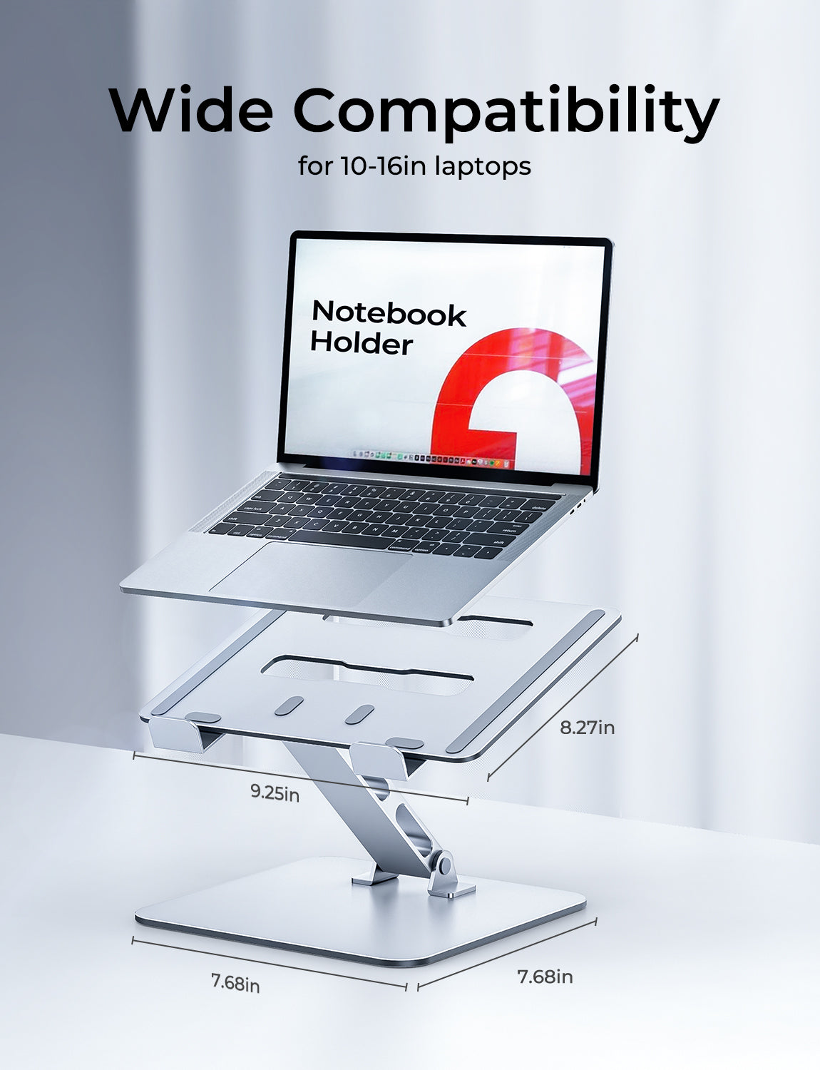Adjustable Ergonomic Laptop Stand for Desk, Foldable Computer Stand, Stable Aluminum Lectern Notebook Riser & Portable Laptop Holder Mount Compatible with 10-16" MacBook Pro/Air, Dell, HP