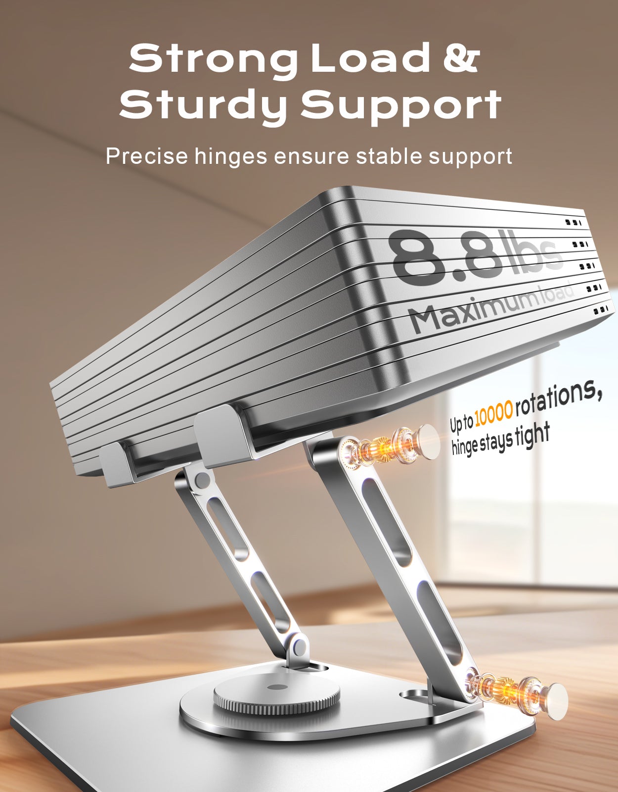 Laptop Stand for Desk 360° Flexible Rotating, Ergonomic Adjustable Laptop Riser Holder with Dual-bar Support, Portable Computer Notebook Stand for MacBook Air Pro, Dell XPS, HP (10-16")