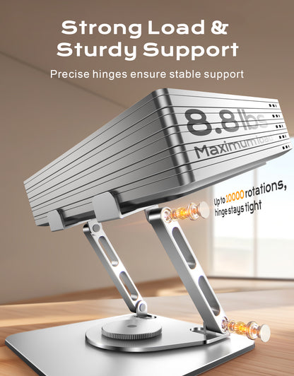 Laptop Stand for Desk 360° Flexible Rotating, Ergonomic Adjustable Laptop Riser Holder with Dual-bar Support, Portable Computer Notebook Stand for MacBook Air Pro, Dell XPS, HP (10-16")