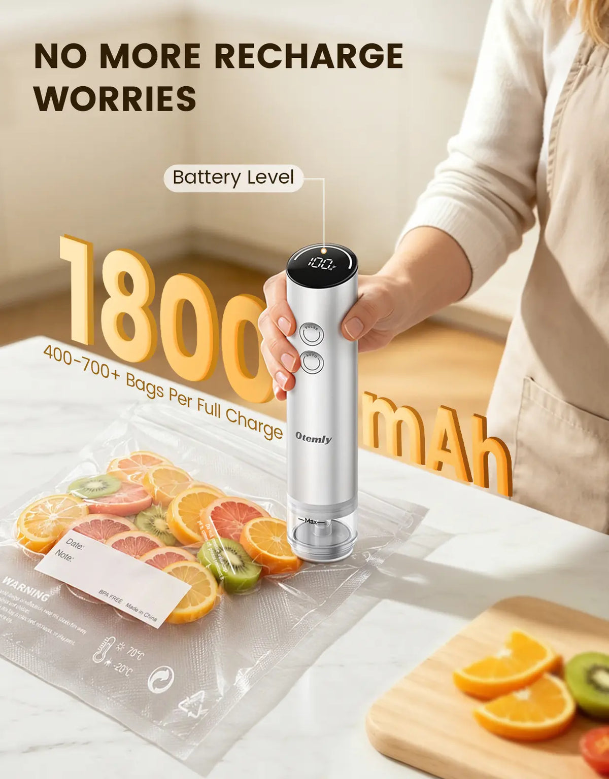 Compact Handheld Vacuum Sealer for Food with 20 Reusable Vacuum Bags