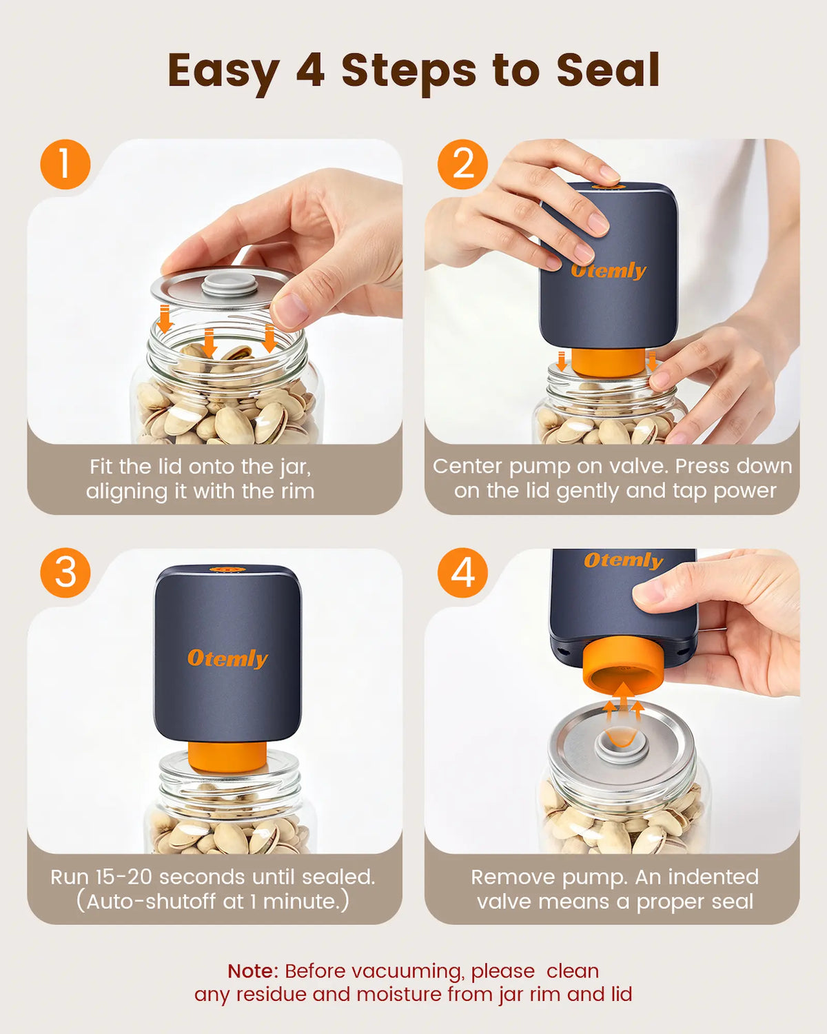 Electric Mason Jar Vacuum Sealer Kit with 10 Reusable Mason Jar Lids